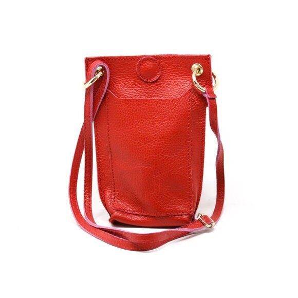 Leather Italian made German Fuentes Cross Body Purse Red - Picture 1 of 3